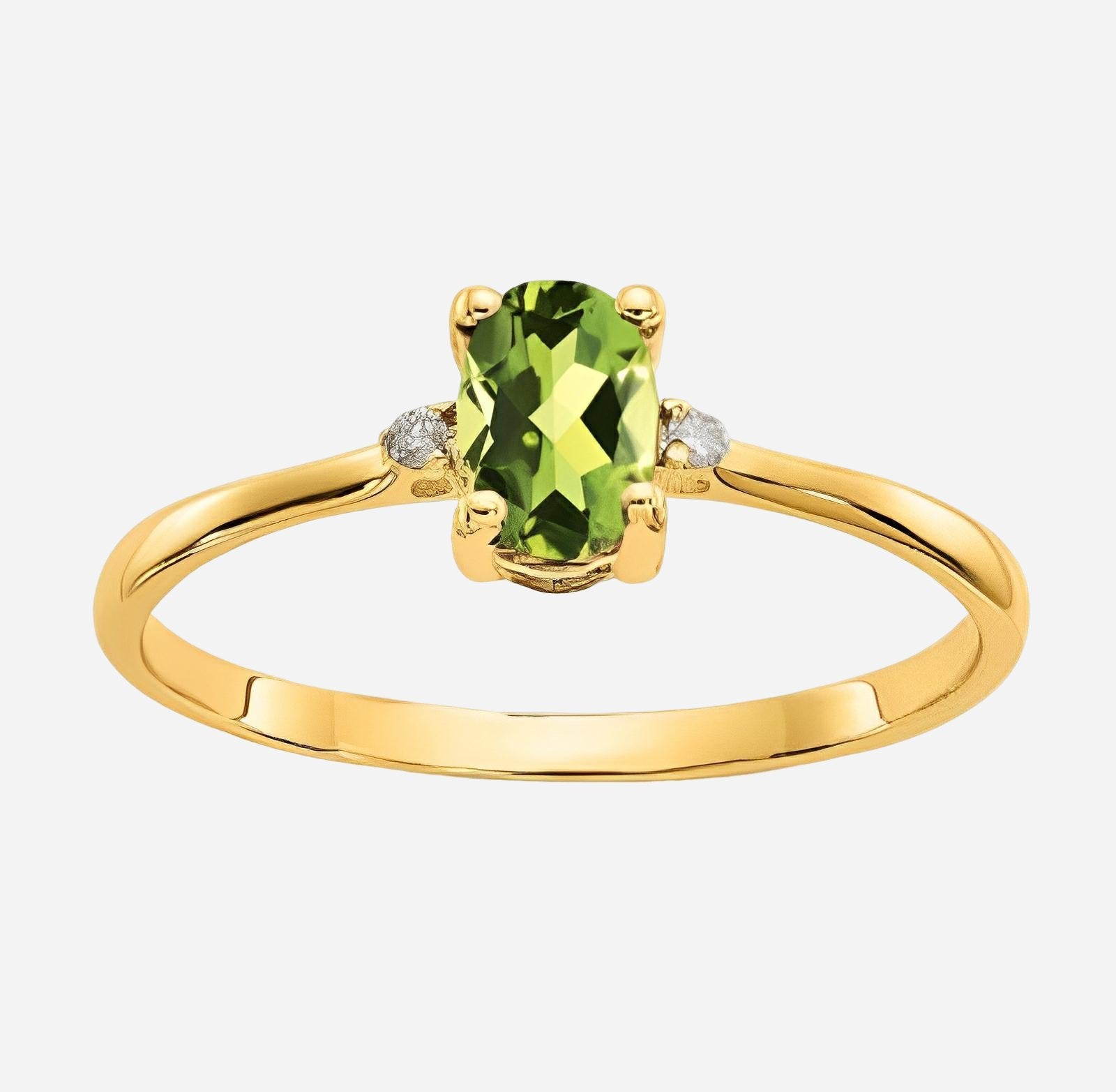 Peridot and diamond color gem ring