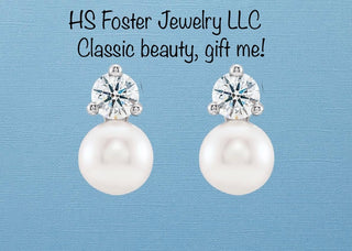 Pearl earrings with natural diamonds.
