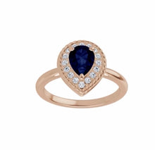 Load image into Gallery viewer, Color gem ring lab created blue sapphire