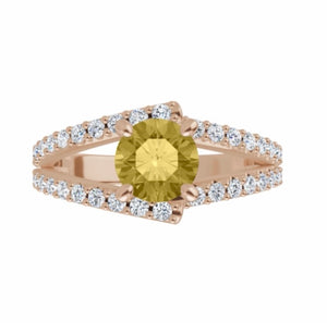 Color gem ring yellow sapphire & natural diamonds