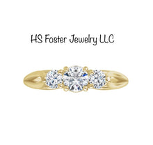 Load image into Gallery viewer, White gold past, present and future natural diamond ring.