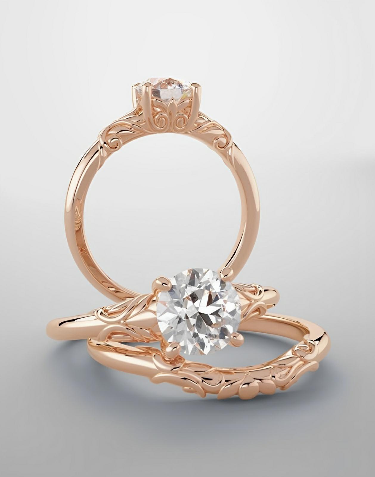 Bridal set in rose gold and lab grown diamond