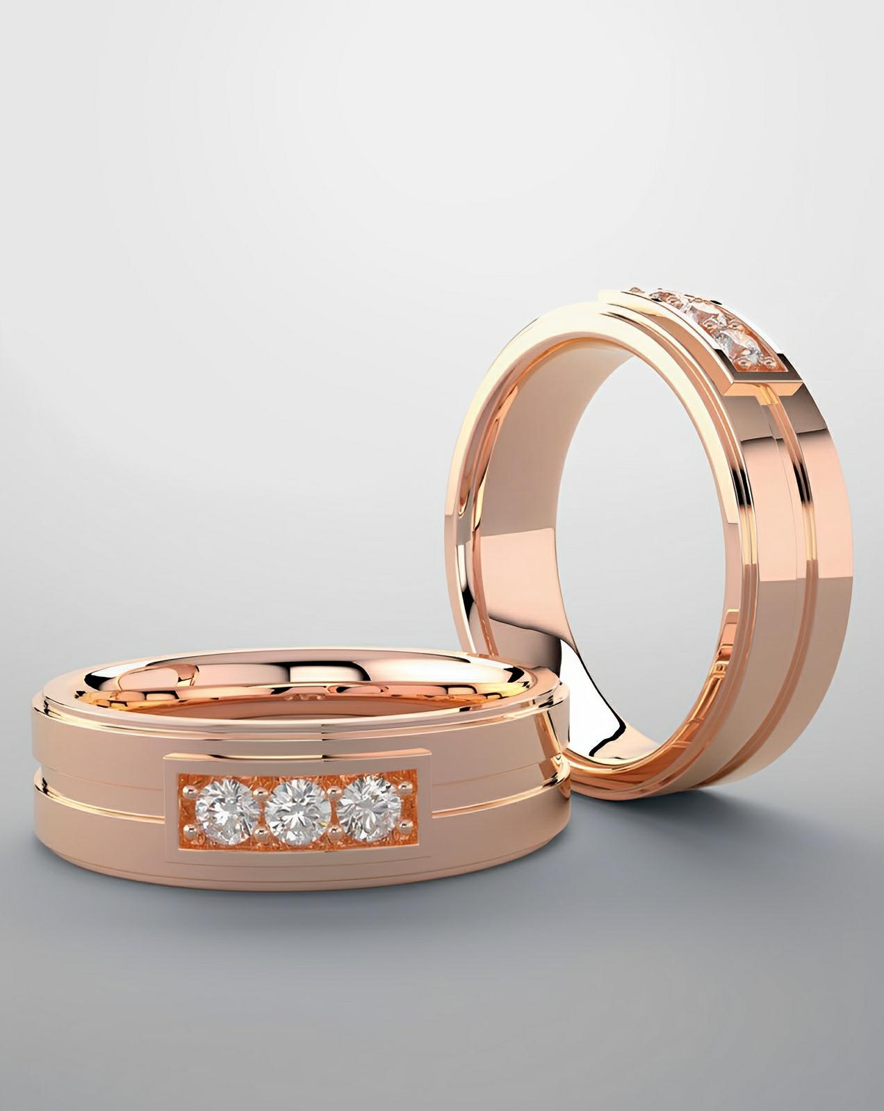 Diamond band, rose gold ring