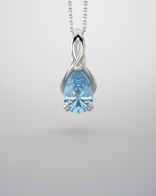 Color gem pendant, white gold and imitation aquamarine