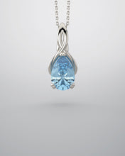 Load image into Gallery viewer, Color gem pendant, white gold and imitation aquamarine