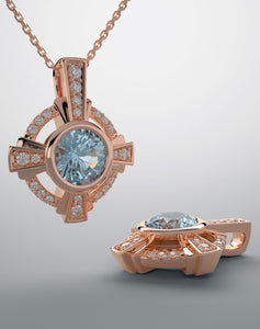 A pendant, rose gold with aquamarine & diamonds
