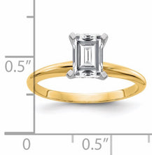 Load image into Gallery viewer, Moissanite in yellow gold Emerald cut. NICE!