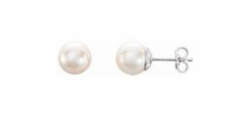 Freshwater cultured pearl earrings Sterling silver