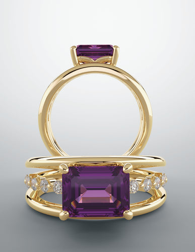 Color gem ring natural amethyst 1/5ctw