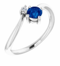 Load image into Gallery viewer, Color gem ring imitation blue sapphire lab grown diamond