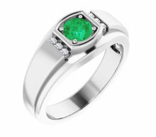 Load image into Gallery viewer, Color gem ring, yellow gold imitation emerald &amp; diamond