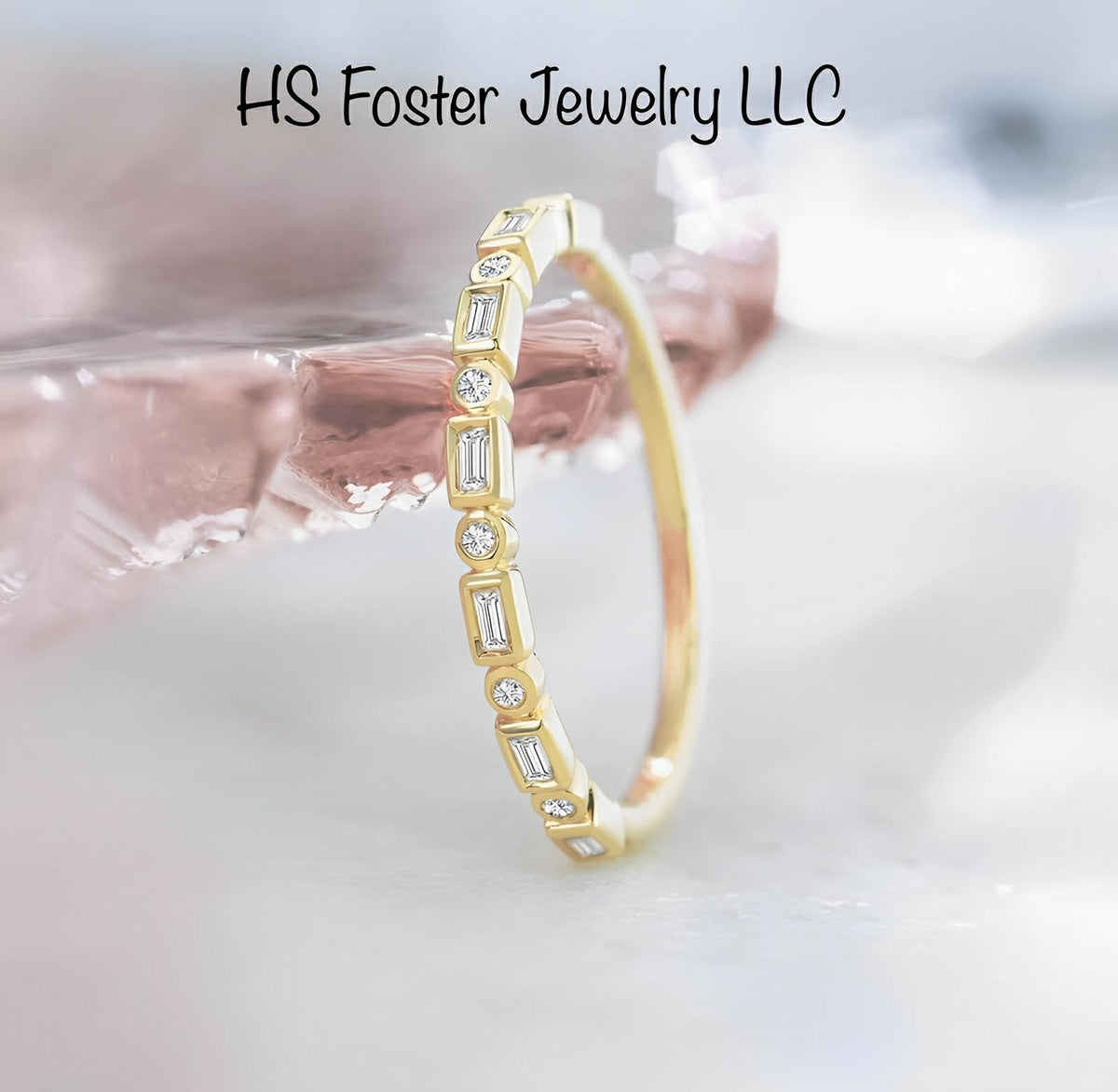 Yellow gold natural diamond band