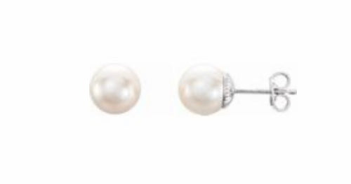 Freshwater cultured pearl earrings Sterling silver