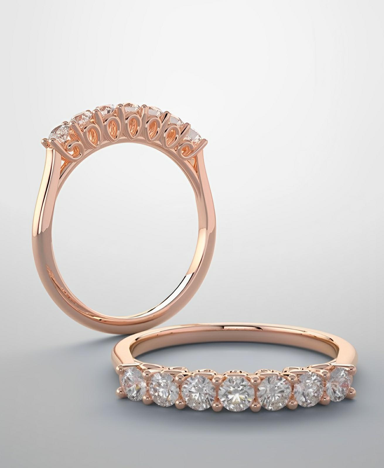 Diamond band rose gold moissanite 10kt