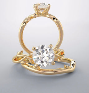 Bridal set yellow gold & lab grown diamond