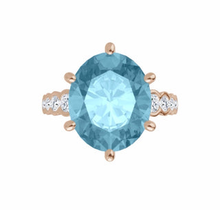 Color gem ring, white gold, sky blue topaz & diamonds