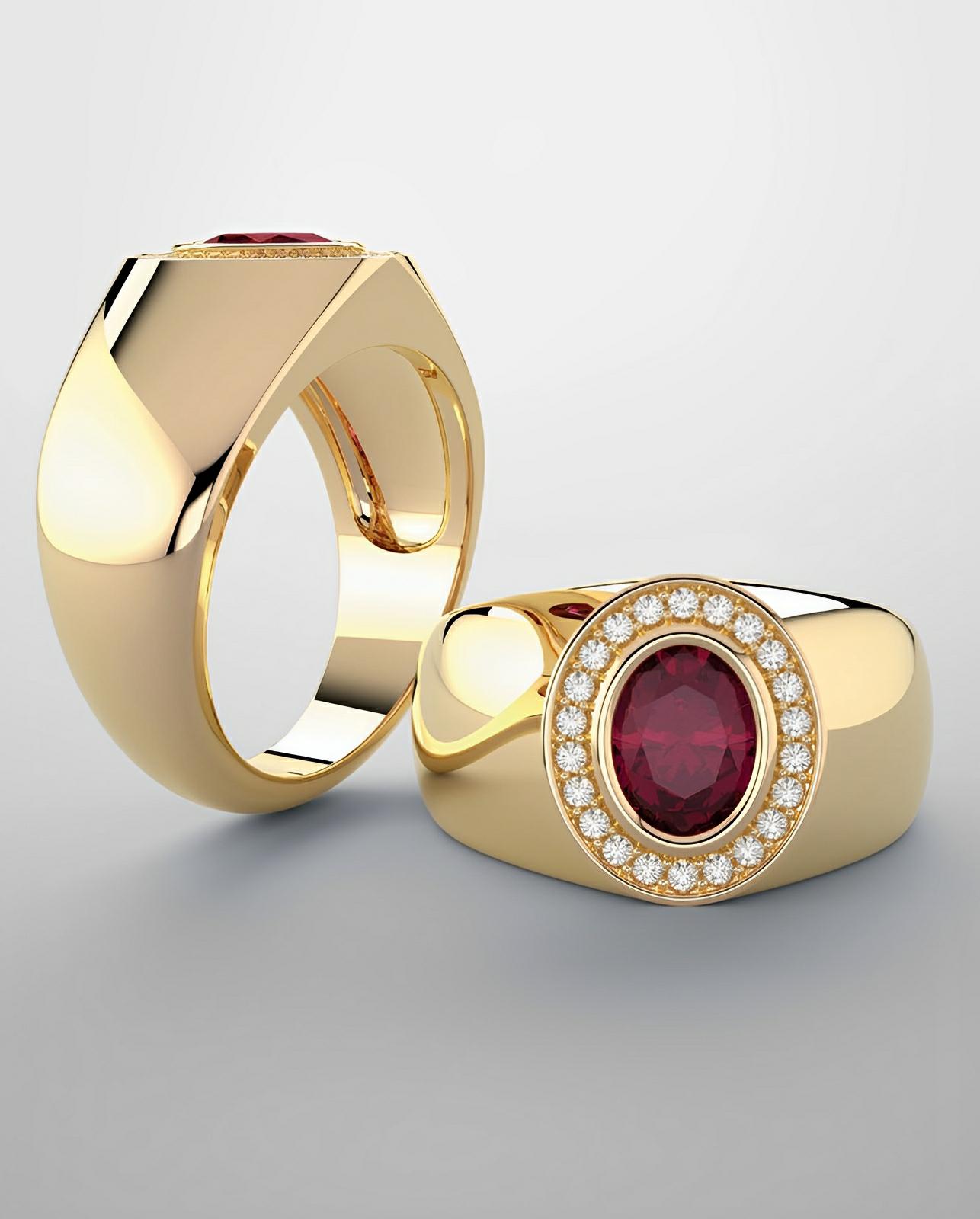 Men’s ring natural ruby & natural diamonds
