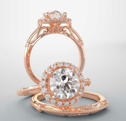 Bridal set rose gold lab grown diamonds