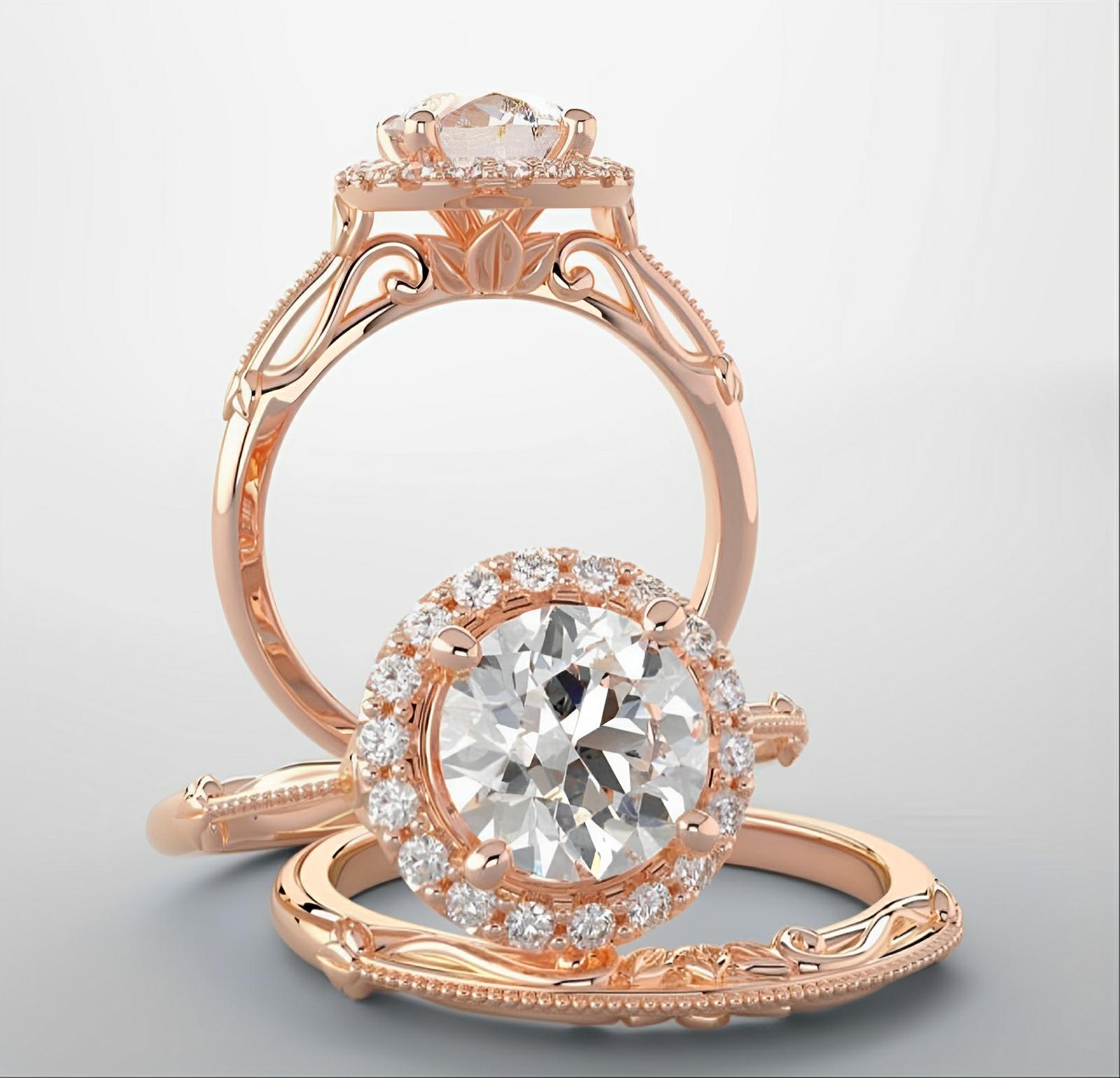 14kt rose gold ring with 3/4ctw lab grown diamonds